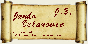 Janko Belanović vizit kartica
